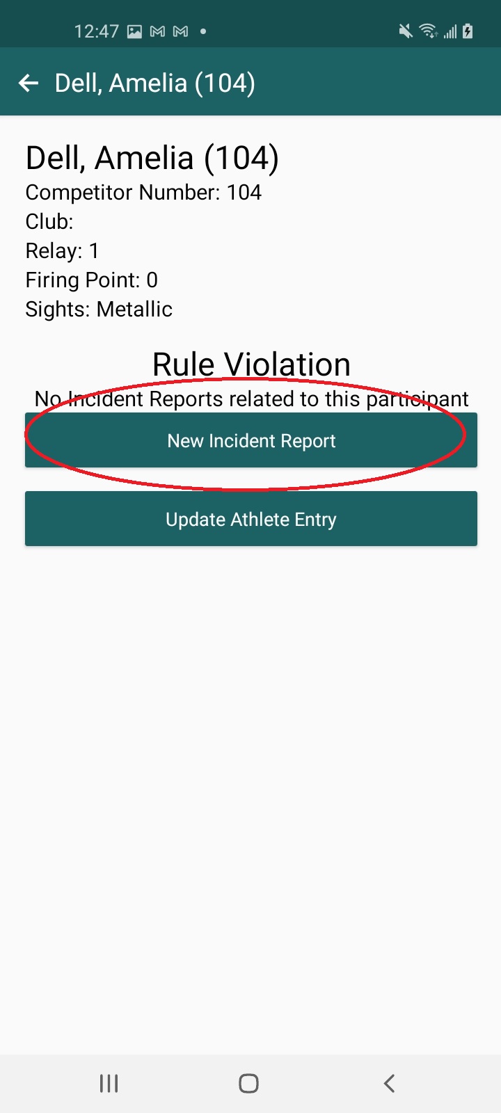 Submit Incident Report circled