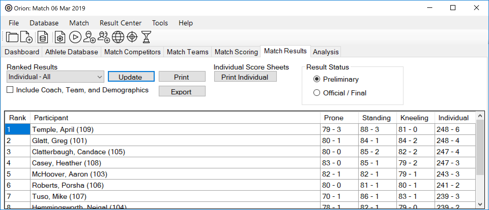 MatchResults